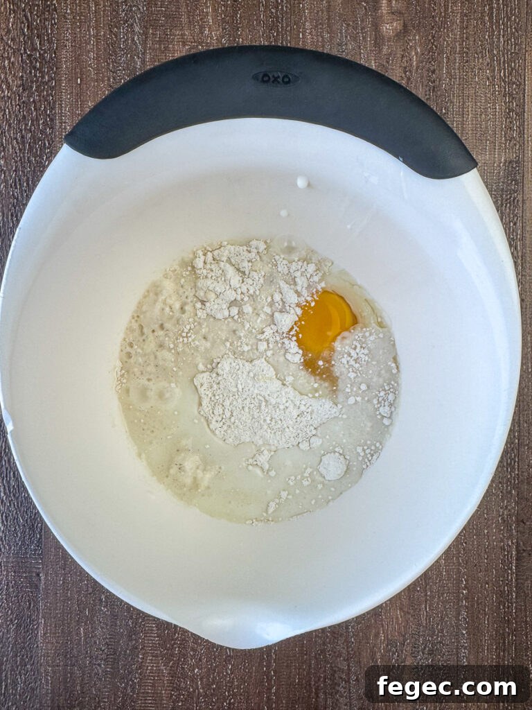 Bisquick, milk and egg in a small mixing bowl.