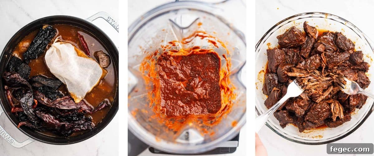 Process of making beef birria.