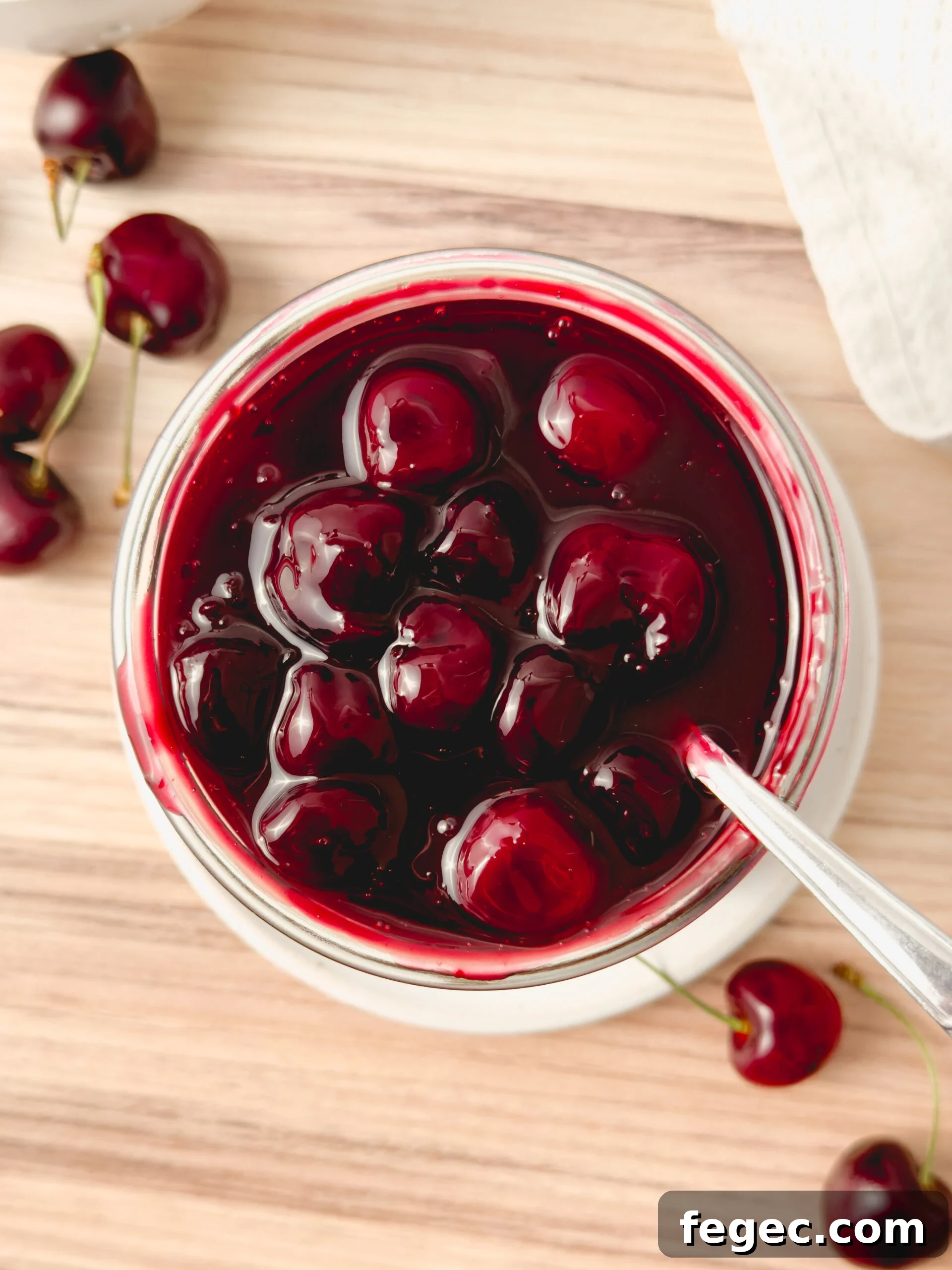 Cherry compote in a jar