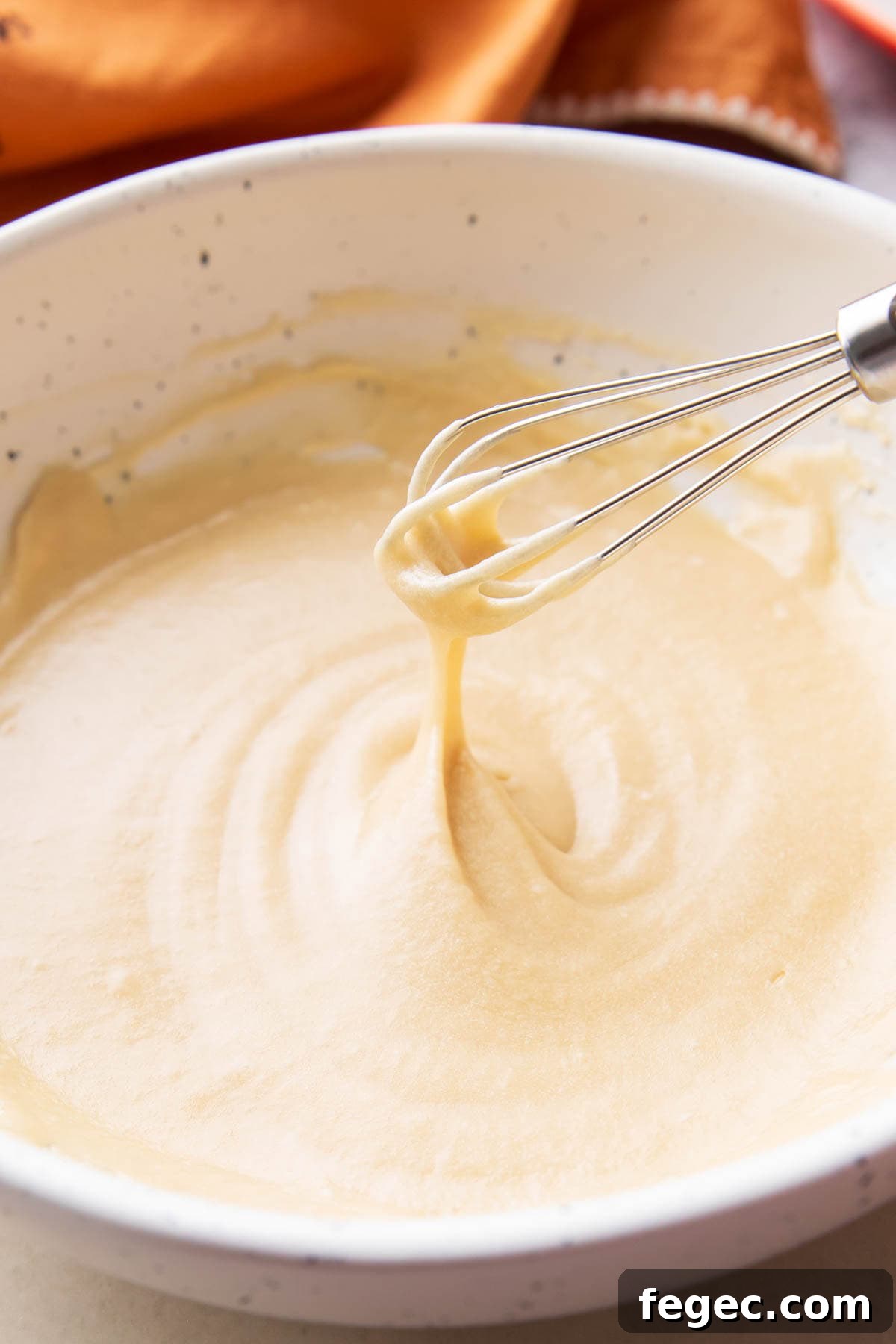 Tiny Whisk Angled - Maple glaze dripping from a whisk is ready to glaze donuts, cakes, and more.